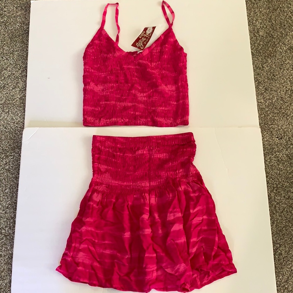 Gone South Girls 2 piece skirt top medium M pink New outfit NWT Beautiful